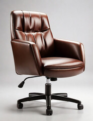 Brown leather Office chair isolated on the white background 