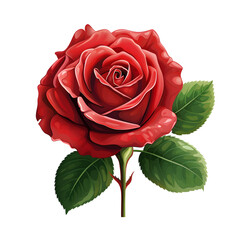 3d red rose isolated on white background,