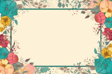 Fototapeta na wymiar colorful blank area pastel frame with colorful flower broder pattern