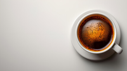 A white cup of coffee on a saucer