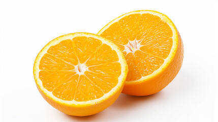 Orange slice isolate. Orange fruit. Generative Ai half and slice set on white background
