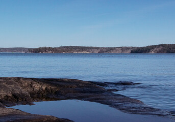 Scenic view of sea against clear sky
