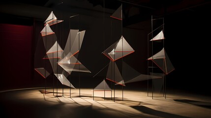 Abstract installation art, playing with light, shadow, and unconventional materials
