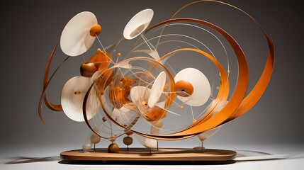 Abstract kinetic sculpture in motion, exploring the interplay of form and movement