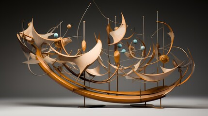 Abstract kinetic sculpture in motion, exploring the interplay of form and movement