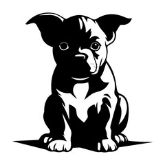 staffordshire bull terrier puppy icon illustration, staffordshire bull terrier puppy silhouette logo svg vector - obrazy, fototapety, plakaty