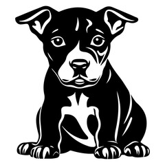 staffordshire bull terrier puppy icon illustration, staffordshire bull terrier puppy silhouette logo svg vector