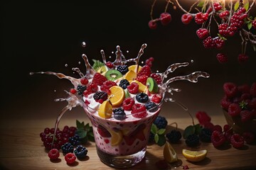 Tropical Temptation: Fruits Meet Yogurt Magic.