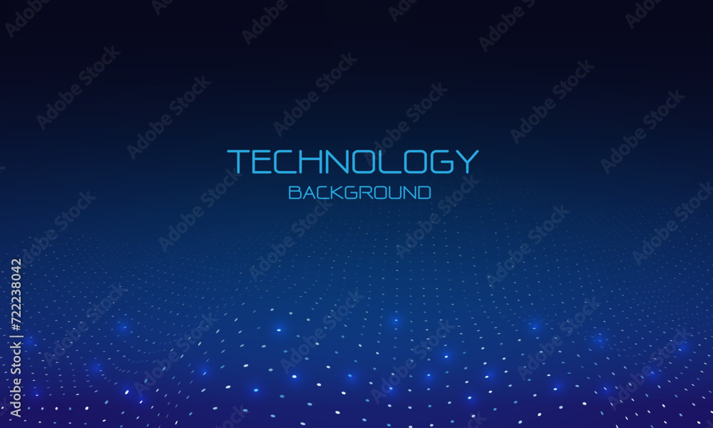 Poster abstract blue particles flow wave dot landscape digital data structure future mesh grid technology b