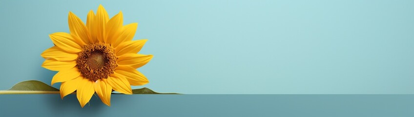 A minimalistic composition of a single vibrant sunflower against a clean backdrop, leaving room for text or graphics.
