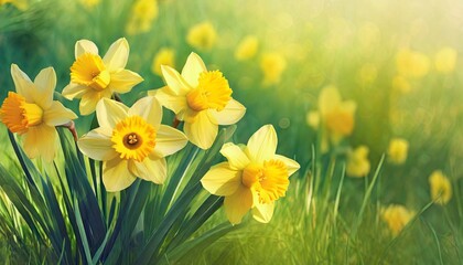 Obraz premium spring yellow flowers bloom daffodils 