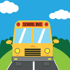 Vector illustration flat icon yellow school bus.