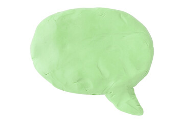 Green speech bubble plasticine isolated on transparent background