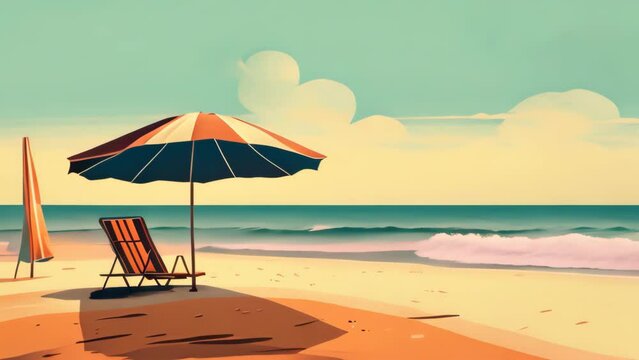 Drawing tropical beach summer background. Generative ai.	

