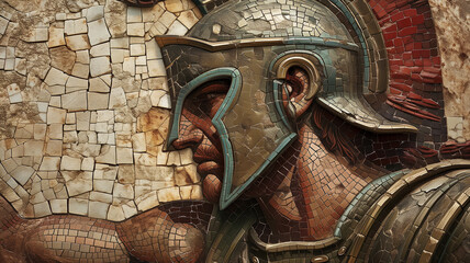 mosaic of a warrior - obrazy, fototapety, plakaty