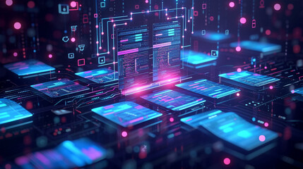 Concept of personal data information, graphic screen illustration of information technology.