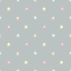 Fototapeta na wymiar Delicate stars on a gray background. Seamless watercolor pattern. Children's party, baby shower, birthday. Design for wallpaper, cards, wrapping paper, stationery..