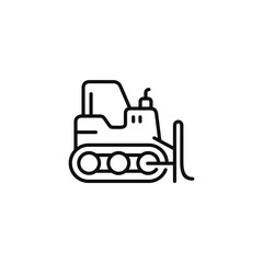 Bulldozer line icon isolated on transparent background