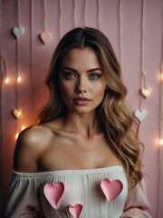 Enchanting Beauty Amidst Valentine Hearts or Roses 2