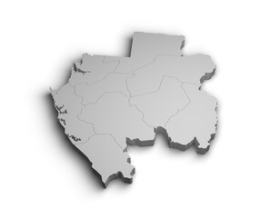 3d Gabon map illustration white background isolate