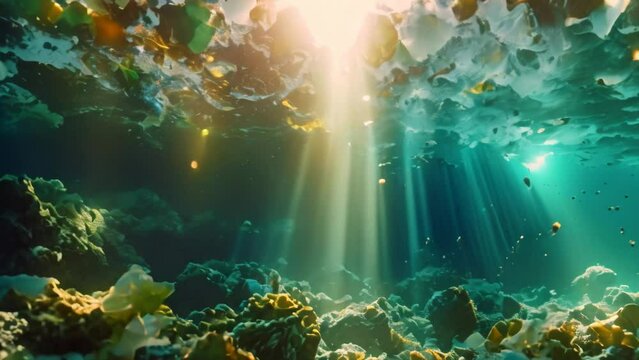 underwater view of the ocean. 4k video animation