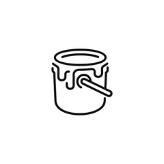 Paint bucket line icon isolated on transparent background