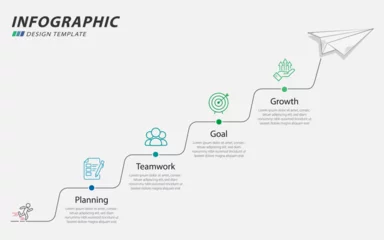 Fotobehang Timeline infographic template. 4 Step timeline journey, calendar Flat simple infographics design template. presentation graph. Business concept with 4 options, vector illustration. © Teerapat