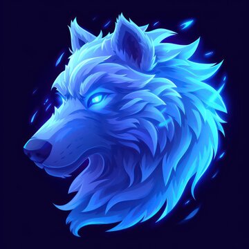 wolf illustration flat design isolated on blue