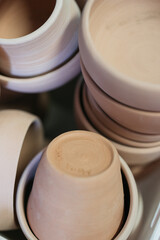 clay pots in a pottery studio
