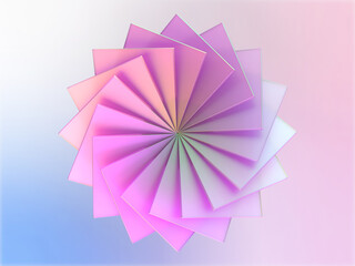 虹色に輝くクリスタルガラスの幾何学模様の3Dイラストレーション