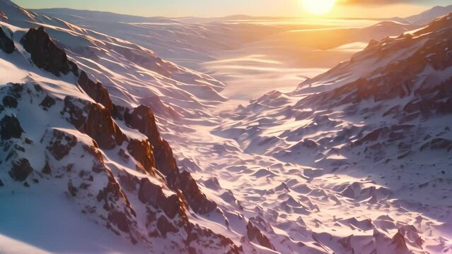 mountains covered in snow. 4k video animation