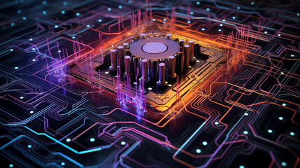 Quantum Computer, Quantum Circuit with Qubits, Quantum Hardware Components Visualization