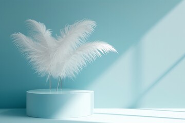 Feather podium for cosmetic product presentation