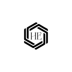 HE logo. H E design. White HE letter. HE, H E letter logo SET design. Initial letter HE linked circle uppercase monogram logo. H E letter logo SET vector design. HE letter logo design five