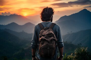 Traveler tourist looking at the landscape