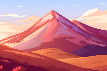 Mountain landscape illustration. Exciting view.
