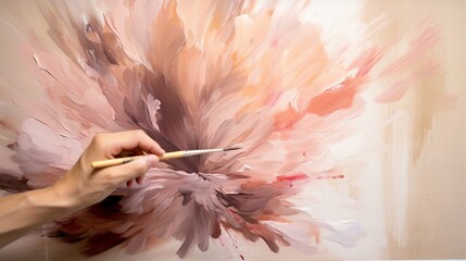 A paintbrush painting delicate strokes on paper.