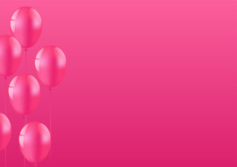Pink Celebration Background with Balloon. Background for Valentine's Day, Wedding Celebration, Mother's Day or Anniversary. Vector Illustration.