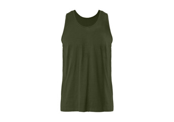 Men's Regular-Fit  T-shirt, Undershirts, Athletes Tank Shirt Front Olive