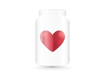 Glass Jar with Heart. Giving Love or Love Donation. Concept of Valentine's Day and Mother's Day Concept. Vector Illustration. 