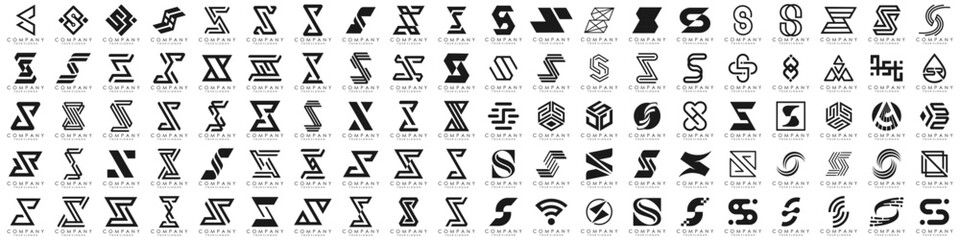 collection abstract letter S logo design. modern logotype S design with black color. vector illustration