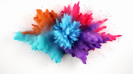 Explosion of colored powder isolated on white background. 3d rendering