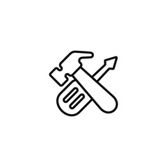 Tools line icon isolated on transparent background