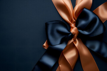 Luxury golden bow and ribbon on background.