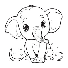  cute baby elephant playing white background vector illustration