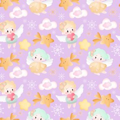 Little cupid love valentine seamless pattern