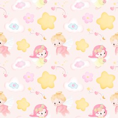 Little cupid valentine seamless pattern