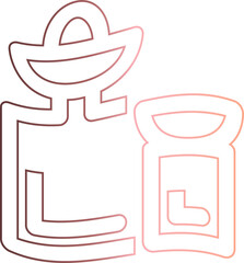 
Bottle with a glass for a drink gradient design drawing.