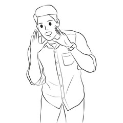 man happy shouting pose cartoon illustration