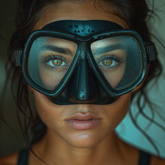 Woman wearing scuba diving mask